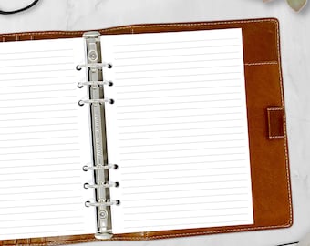 Recambio de papel rayado A5, 5,83 x 8,27 pulgadas, rayado ancho o universitario, ideal para tomar notas, escribir en un diario de afirmaciones o para el día a día. Papel de hojas sueltas.