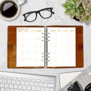 Gold Foil A5 Monthly Planner Insert, Month on 2 Pages Dated Calendar ...