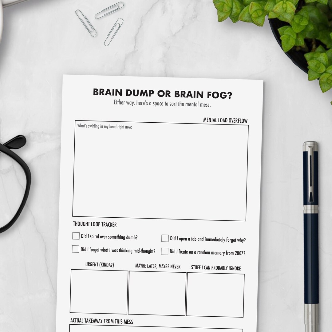 Brain Dump Notepad 5x8, Funny Note Pad, Lined Memo Pad, Brain Fog - Etsy