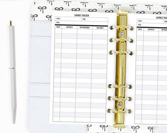 Planificador de seguimiento de ahorros personales, páginas impresas para registro de objetivos, carpeta de anillas.