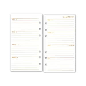 Foiled Personal Week on 2 Pages Calendar Refill, Horizontal Layout, Dated Weekly Planner Insert, 2025–2030 Available