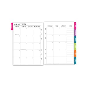 A5 Tabbed Month on 2 Pages Calendar Refill, 5.83″ x 8.27″, Printed Ring Binder Planner Insert, 12 Dated Monthly, Choose Date, BAHAMA BEACH