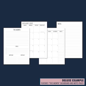 Gold Foil Pocket Monthly Planner Insert, Month on 2 Pages Dated ...