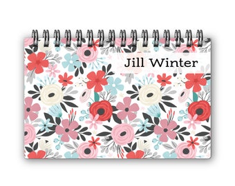 Half size Complete Spiral Planner, 5.5 x 8.5 Inch, Full Year, Week on 1 Page, Weekly & Monthly Views, Dot Grid Notes Pages - Love Bouquet