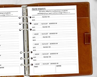 A5 Prayer Requests Refill, Faith Planner Insert, Christian Devotional Pages, Bible Study Companion, Spiritual Journal, Religious Tracker