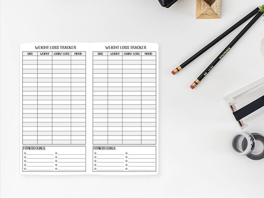 Weight Loss Tracker Travelers Notebook STAPLED/PRINTED Etsy