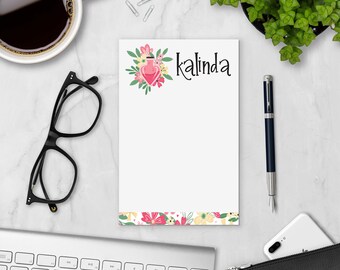 Bloc de notas personalizado de 5 x 8 pulgadas, bloc de notas personalizado, bloc de notas rayado, poción rosa