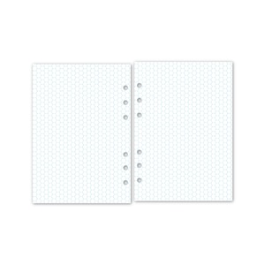 Recharge A5 pour grille hexagonale, 5,83 x 8,27, graphique géométrique, grille hexagonale pour agenda, dessin technique, papier pour cartes de jeu, motif nid d'abeille
