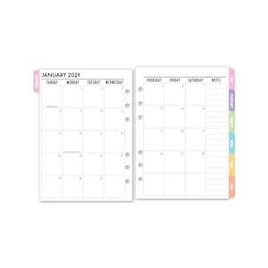 A5 Tabbed Month on 2 Pages Calendar Refill, 5.83″ x 8.27″, Dated Monthly View, Printed Ring Binder Planner Insert, Choose Date, CANDY RUSH