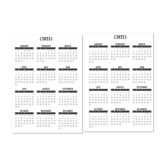 2022 2023 Year at a Glance Laminated Calendar Printed | Etsy