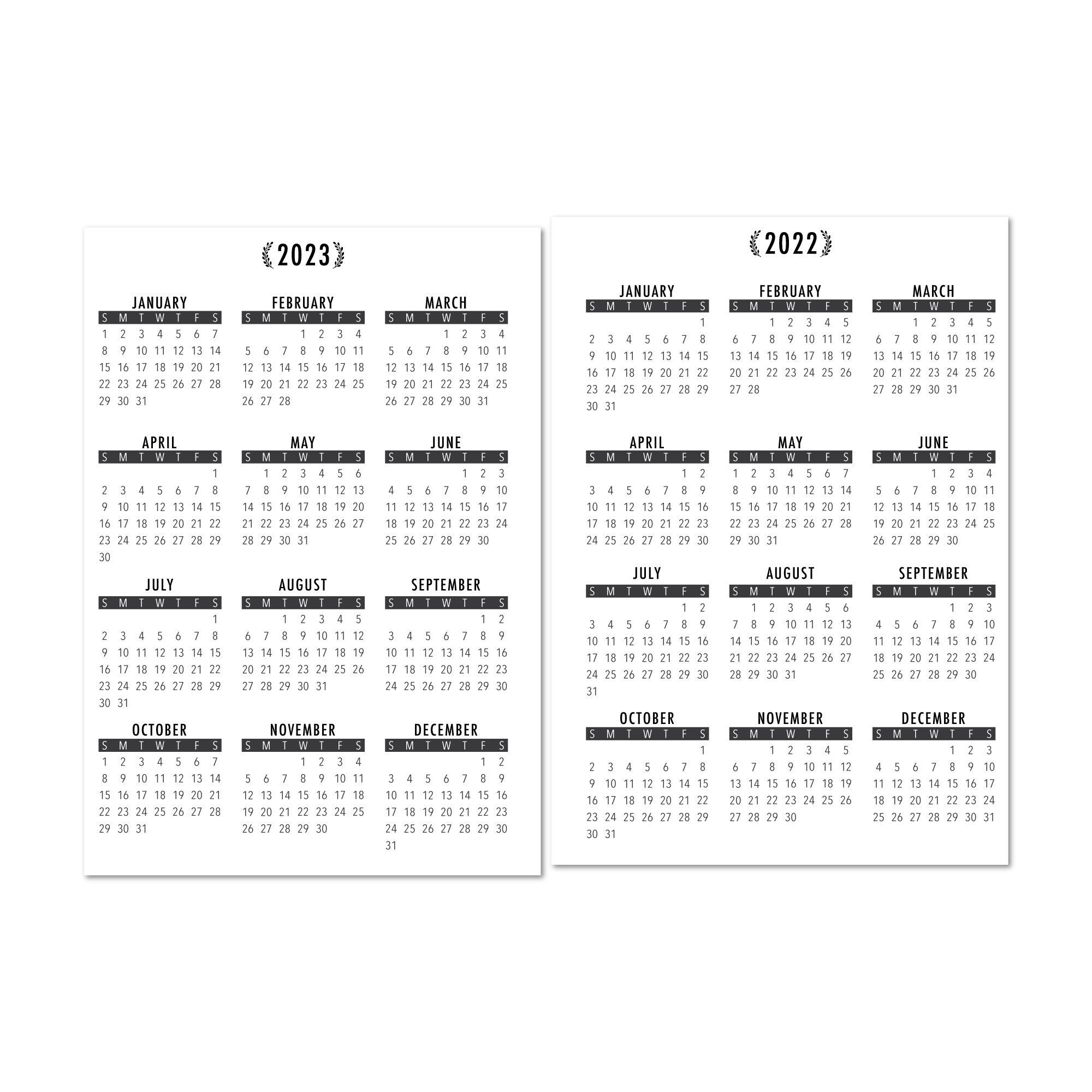 2022 2023 Year at a Glance Laminated Calendar Printed Etsy
