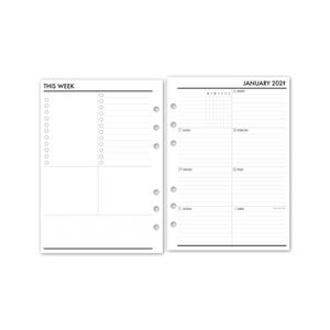 A5 Week on 1 Page Calendar Refill, Dated Weekly Planner Insert, Monday Start, Ring Binder Diary, Academic or Standard, Choose Year