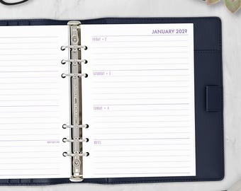 Inserto de planificador semanal horizontal a todo color tamaño A5