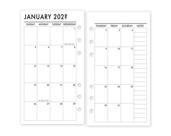Personal Month on 2 Pages Calendar Refill, 3.74″ x 6.73″, Dated Monthly View, Sunday Start, Printed Planner Ring Binder Insert, Choose Date
