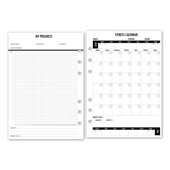 CityGirl Planners A5 Size Week on 1 Page Horizontal Planner Insert Refill,  Fits 6-Rings Binders - Filofax, LV GM, Choice of Quantity