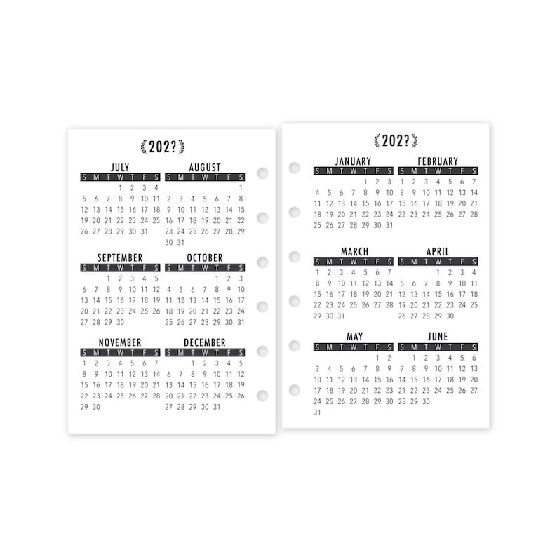 Pocket Year at a Glance Calendar Refill, 3.2 X 4.7, Laminated Paper