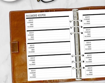 A5 Password Keeper Refill, 5.8" x 8.27, Information Tracker, Secure Internet Account Organizer, Website Login Record, Data Security Tracker