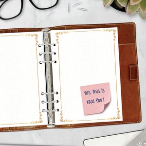 Gold Foil A5 Botanical Dot Grid Notes Insert, Decorative Planner Refill