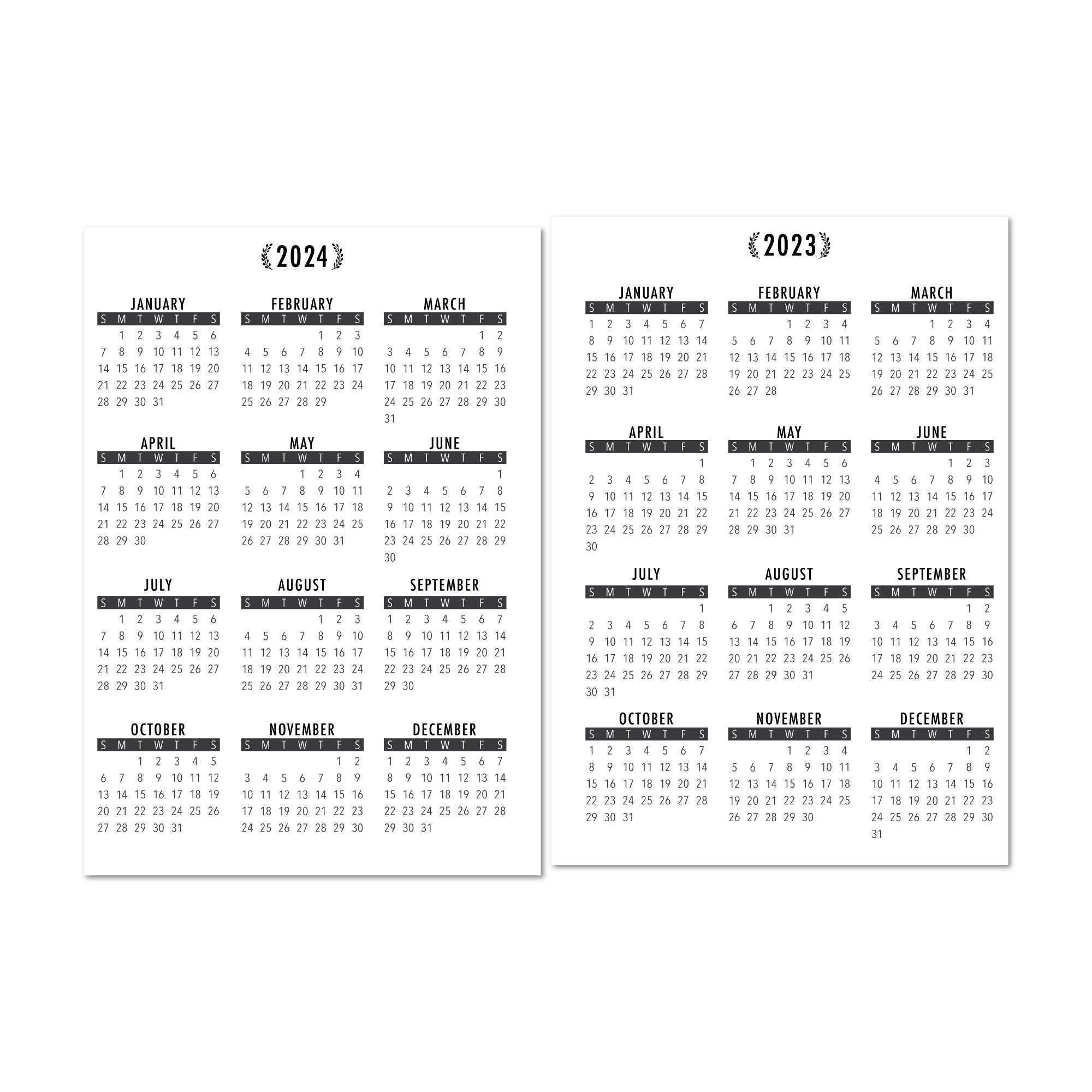 2023 2024 Year At A Glance Laminated Calendar Printed Etsy UK