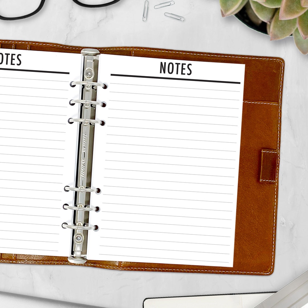 A5 Notes Planner Insert, Lined Note Paper for Ring Binders - Etsy