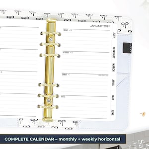 Personal Tabbed Complete Horizontal Calendar Refill, Dated Month Weekly view, White Tabs