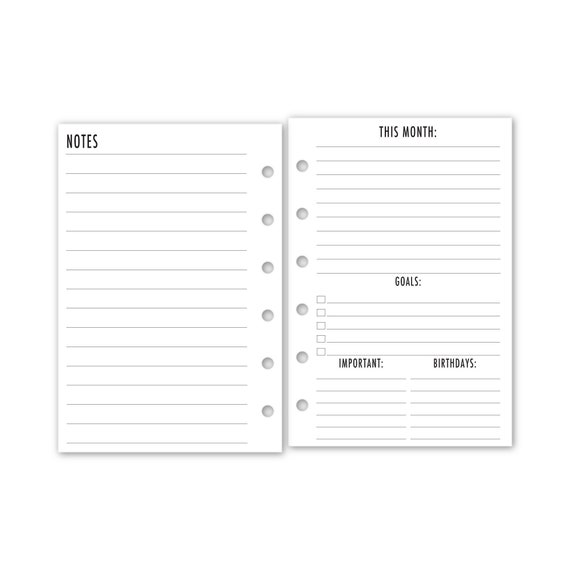  Foiled Pocket Rings Month on 2 Pages Deluxe Planner Calendar  Refill, 3.2 x 4.7