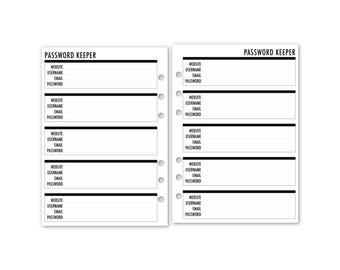 A5 Password Keeper Refill, 5.8&quot; x 8.27, Information Tracker, Secure Internet Account Organizer, Website Login Record, Data Security Tracker