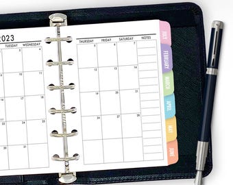 Pocket Tabbed Month on 2 Pages Calendar Refill, 12 Dated Monthly View, Ring Binder Planner Insert, Candy Rush