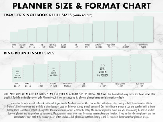 Traveler S Notebook Size Chart