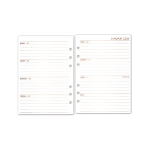 Foiled A5 Week on 2 Pages Horizontal Calendar Refill, Luxury Foil Dated Weekly Insert, Monday Start, Ring Binder Format, Choose Year