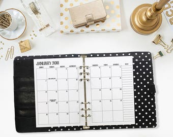 A5 2018 Monthly printed planner calendar - Mo2P - month on 2 page - monthly calendar