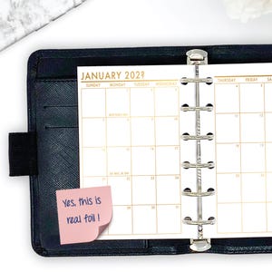 Gold Foil Pocket Monthly Planner Insert, Month on 2 Pages Dated Calendar Refill