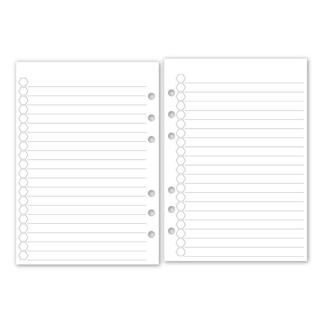 Printed A5 Rings to Do Hexagon Checklist Planner Refill 5.83 Etsy