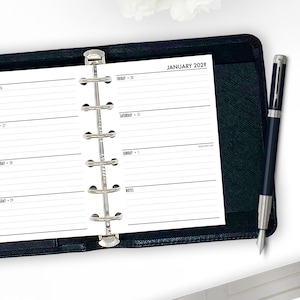 Pocket Week on 2 Pages Horizontal Calendar Refill, 3.2″ x 4.7″, Monday Start, Weekly View, Printed Ring Binder Planner Insert, Choose Year