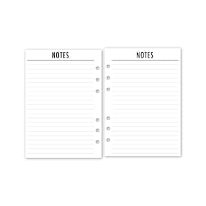 A5 Notes Refill, 5.83 x 8.27, Minimalist Lined Writing Paper, Notetaking Sheets, Daily Idea Journal, Everyday Classic Notebook Pages
