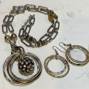 Gold and silver necklace / earring set