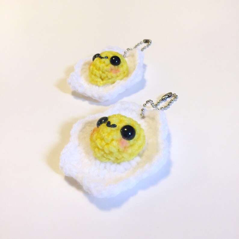Sunny Side Egg Keychain Crochet Egg Amigurumi Keychain Etsy