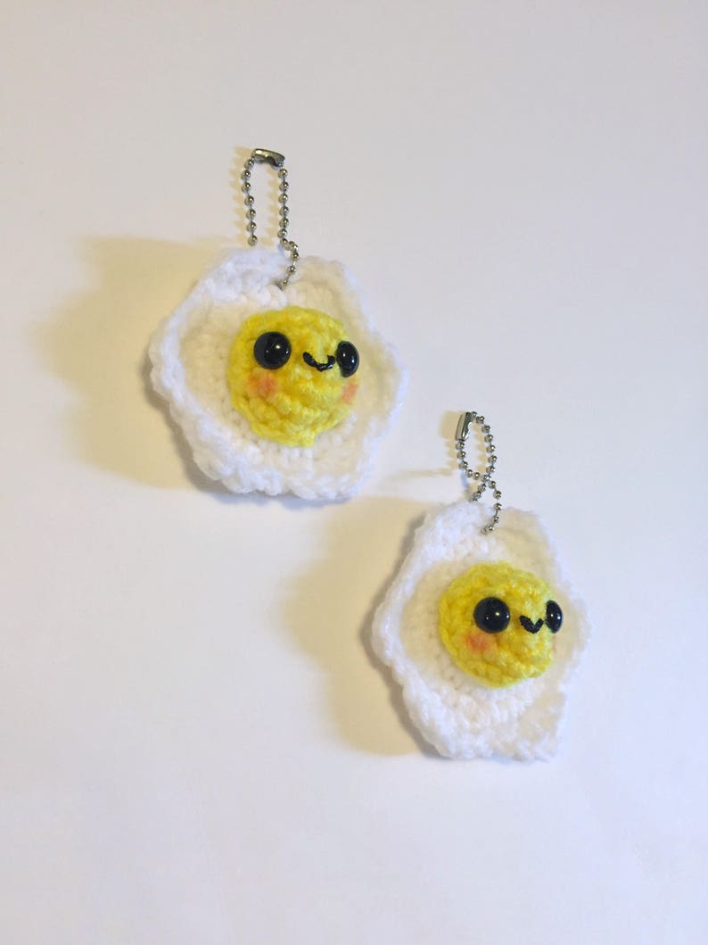 Sunny Side Egg Keychain Crochet Egg Amigurumi Keychain Etsy