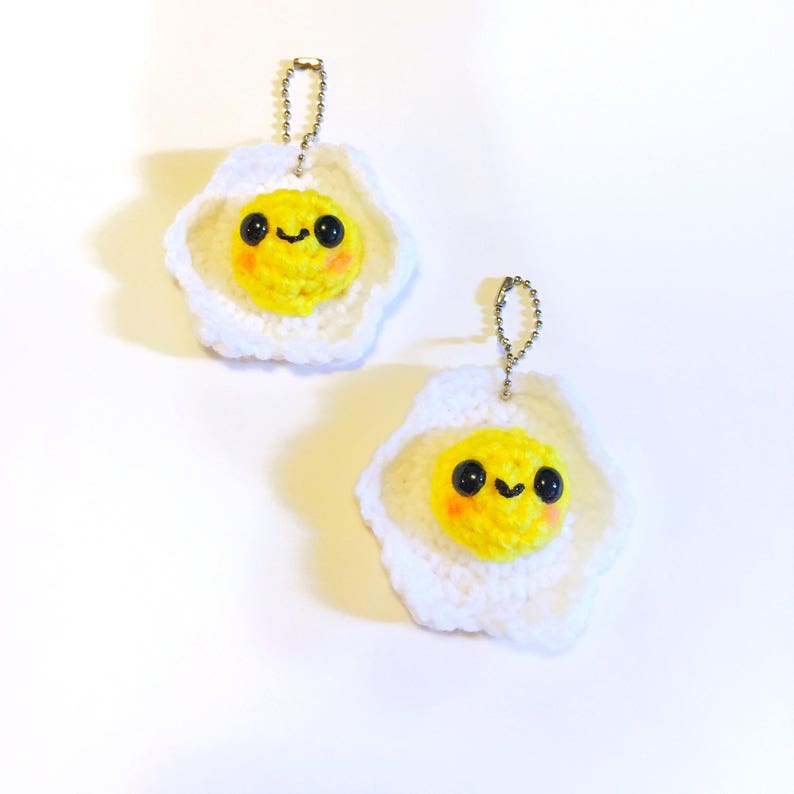 Sunny Side Egg Keychain Crochet Egg Amigurumi Keychain Etsy
