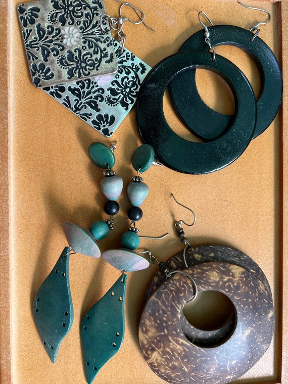 Natural Wood and Metal Fashion Earrings Large Statement Earrings #naturalwoodjewelry