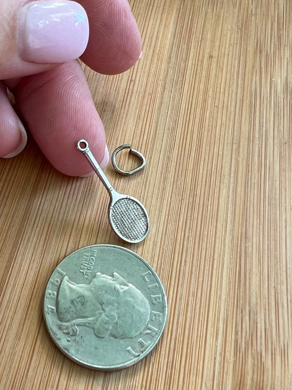 925 Silver Stamped Tennis Racket Charm for Charm Bracelet #tennisracketcharm