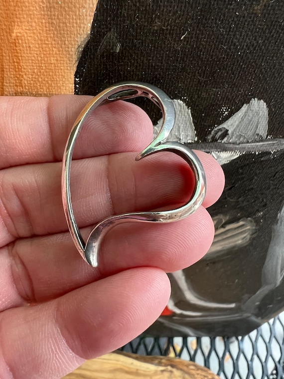 925 Silver Modernist Heart Pendant Slide Holes on… - image 3