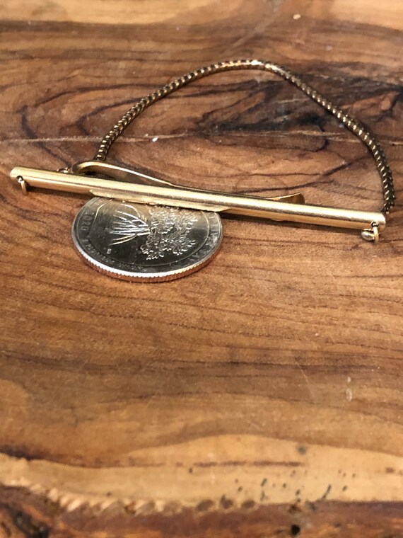 Krementz USA Gold Filled Tie Bar with Safety Chain 2 Inch #vintagekrementzmenstiebar