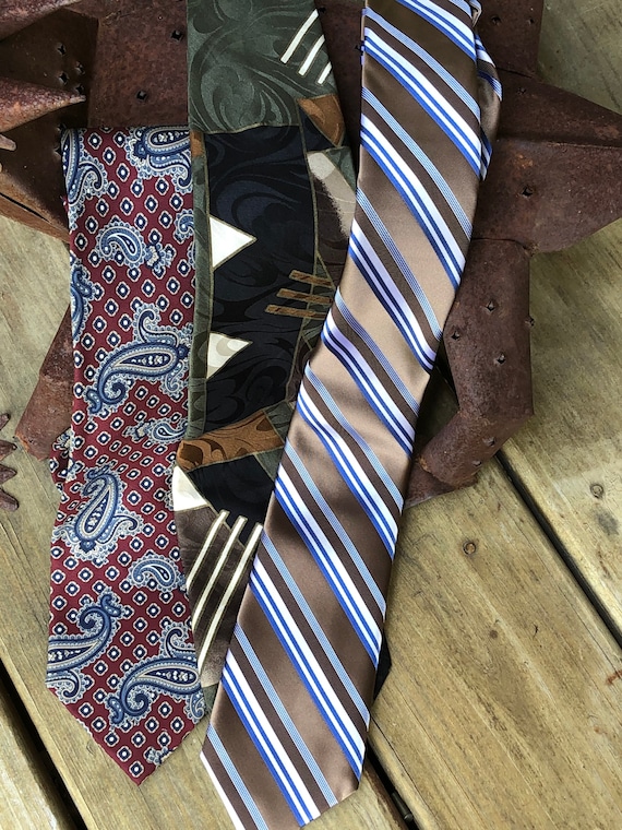 Vintage Men's Necktie Set, Multiple Prints - Set of Three