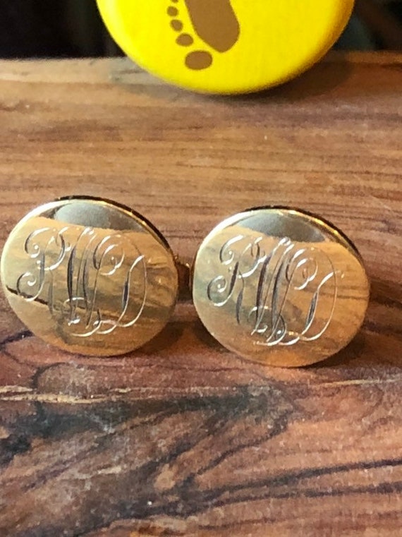 1/2o 12kgf Gold Wells Vintage Monogram "RWD " Cufflink Set #monogramcufflinks #vintagemenscufflinks