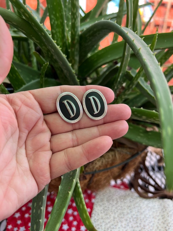 SilverTone Monogrammed D Cufflinks by Swank