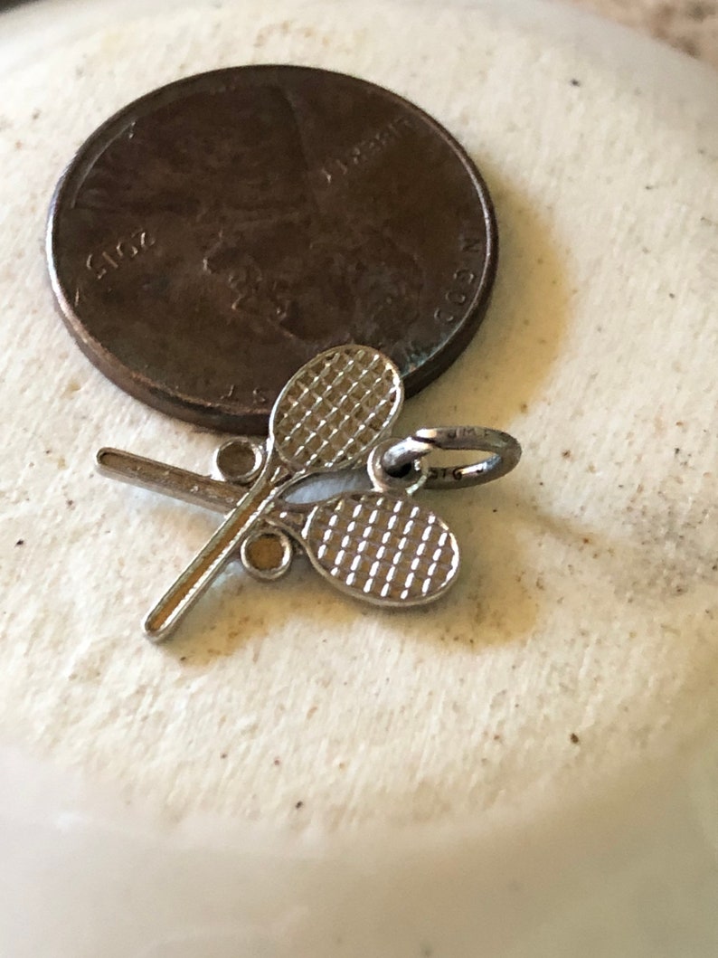Cute Sterling Silver Tennis Racket Charm Ready for Charm Bracelet #tennisracketcharmforcharmbracelet