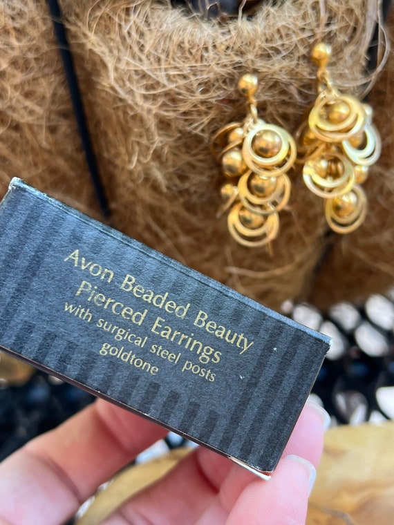 Vintage Avon Gold Tone Dangle Earrings, 1994 (Original Box)