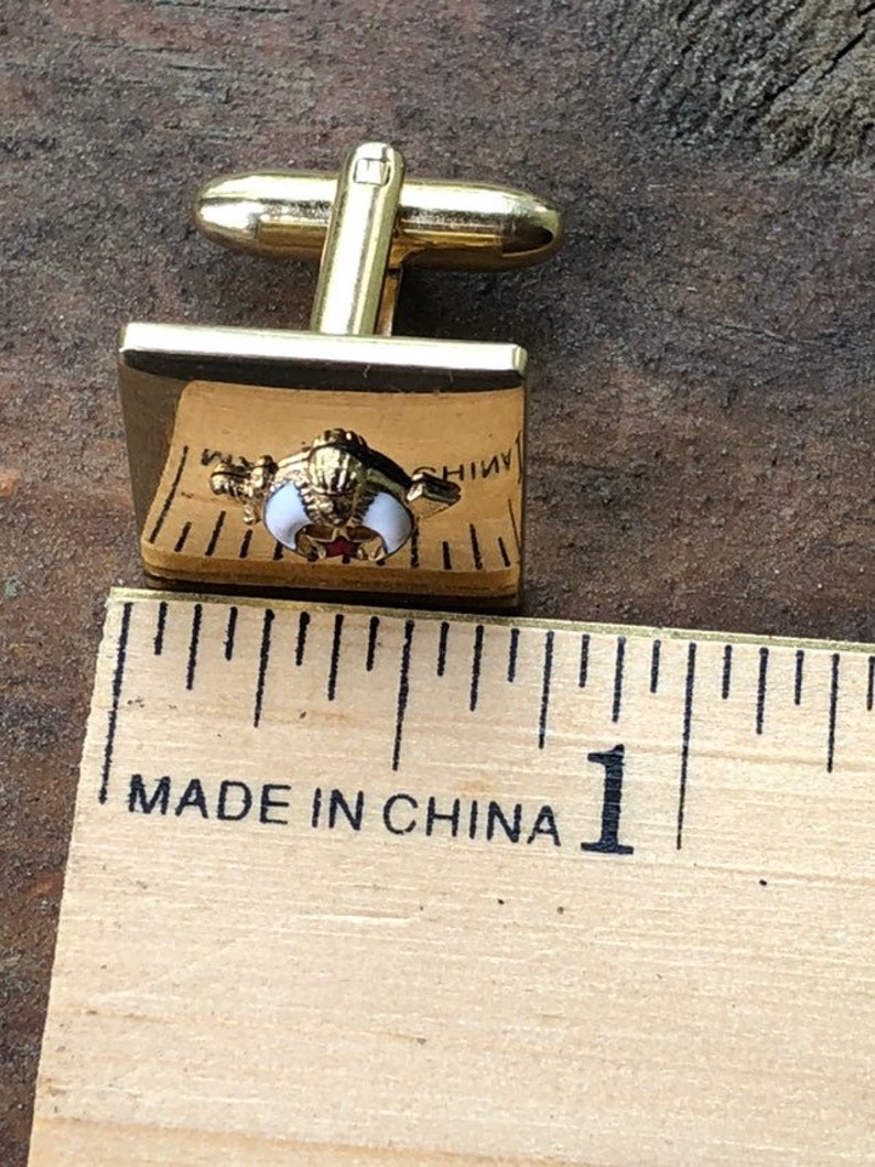 Vintage Speidel Gold Tone Cufflink and Tie Cliff Set with Enamel Accent Shiner Set
