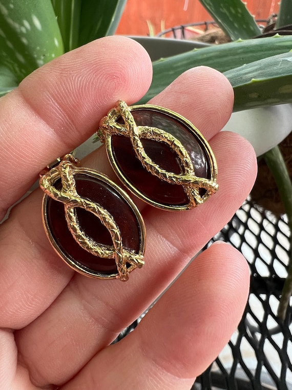 Vintage Sarah Coventry Amber Rope Clip Earrings, Never Worn